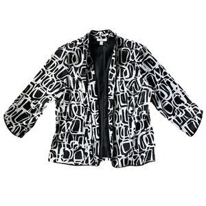 Dress Barn Abstract Monochrome Suit Jacket, L